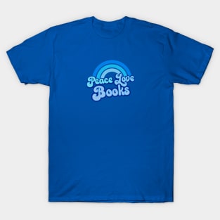 PEACE LOVE BOOKS - Blue Retro Rainbow T-Shirt